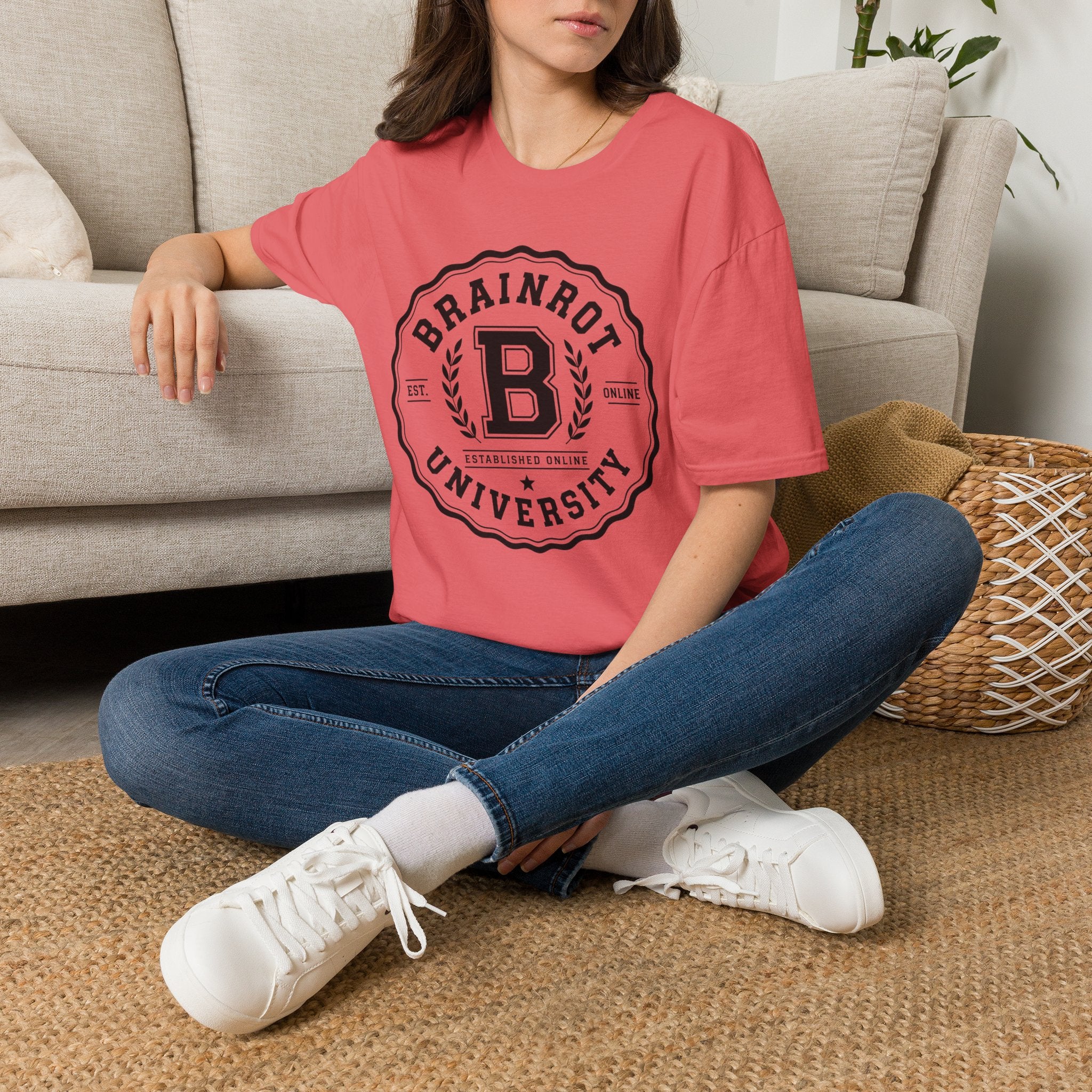 Brainrot University Logo T-Shirt — Vintage Collegiate Graphic Tee