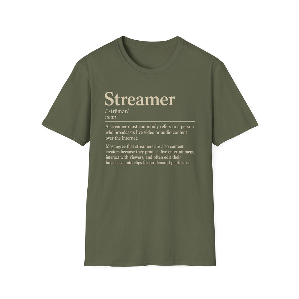 Streamer Definition T-Shirt — Funny Gamer/Content Creator Tee