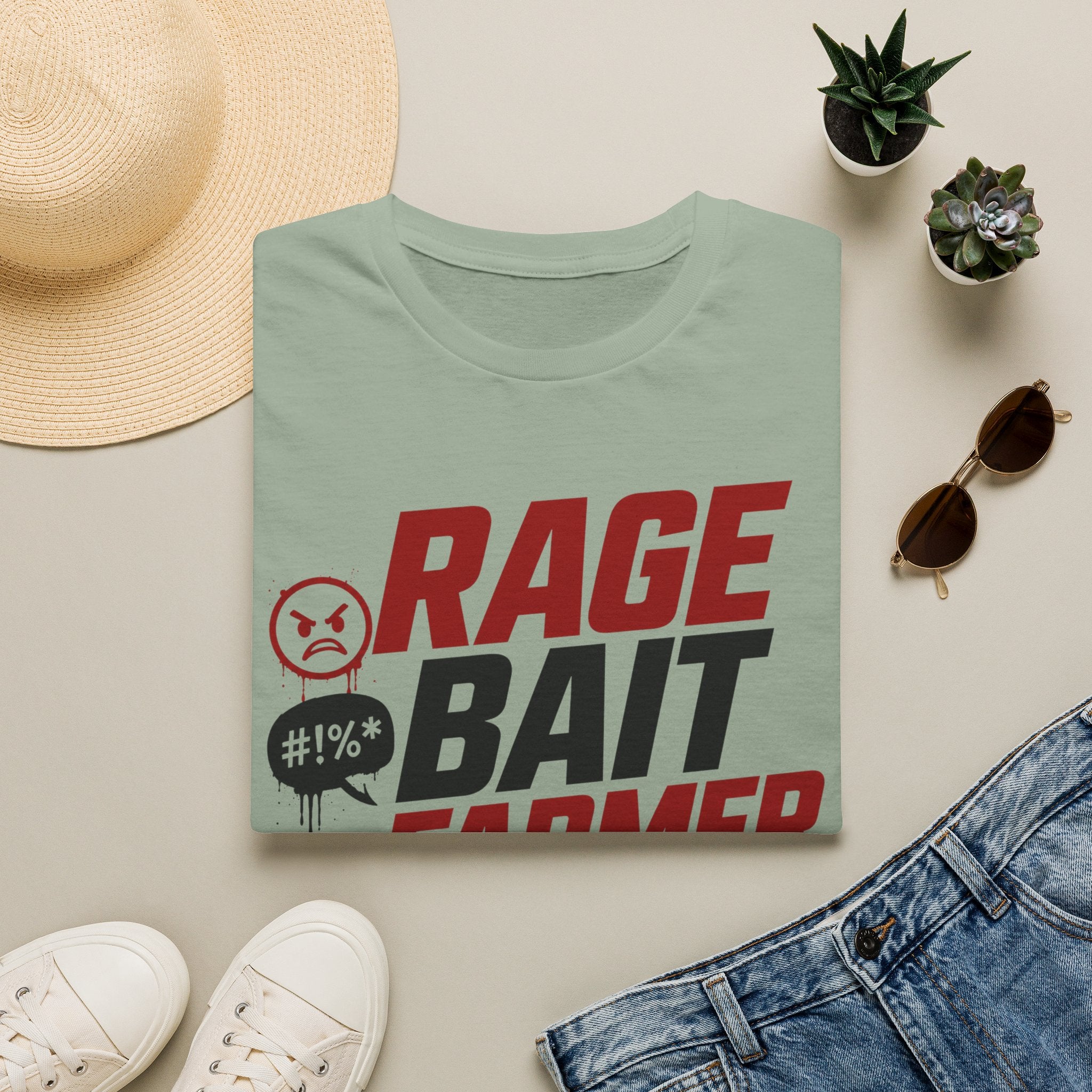 Rage Bait Farmer T-Shirt — Funny Meme Political Humor Tee