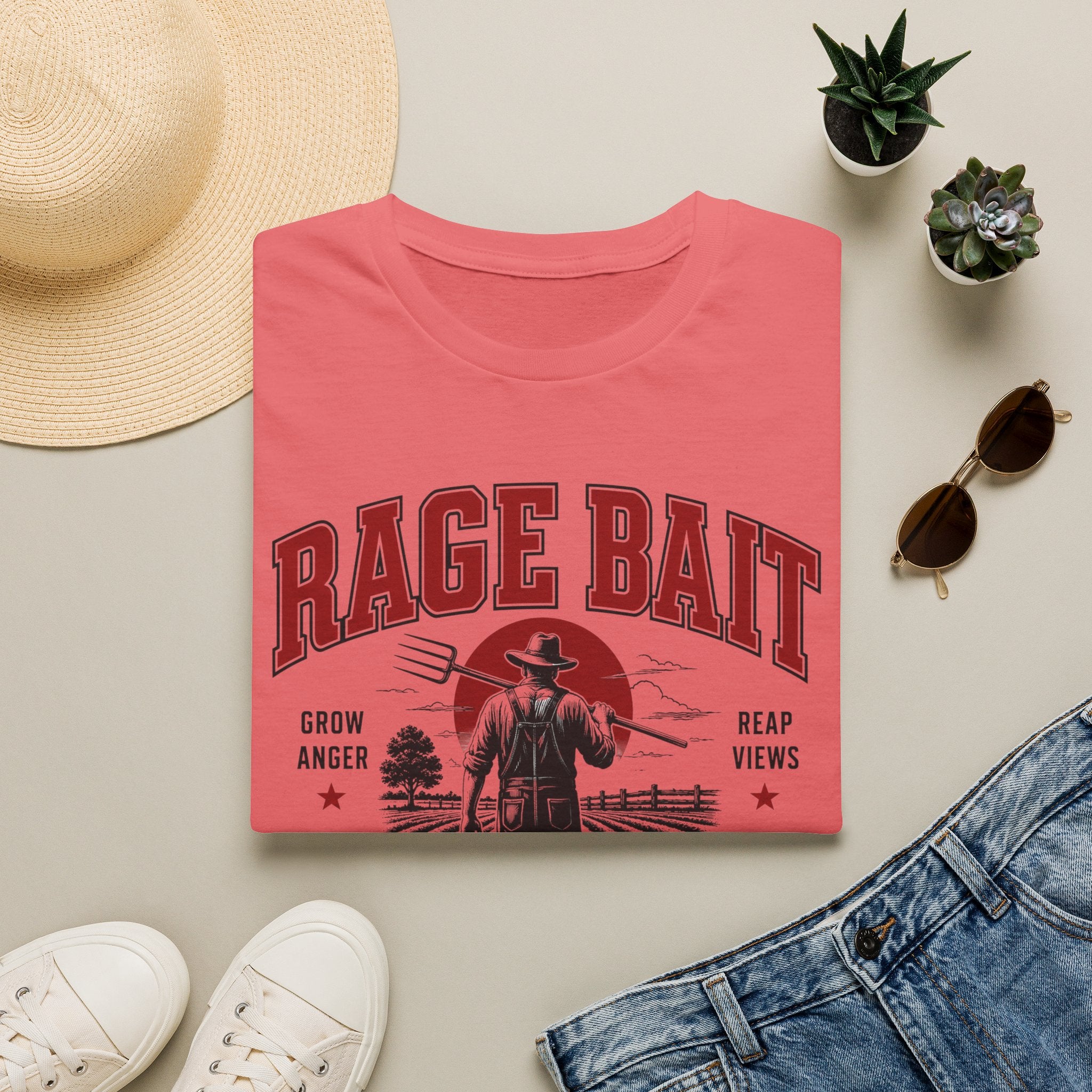 Rage Bait Farmer Graphic T‑Shirt — Grow Anger, Reap Views Vintage Western Tee
