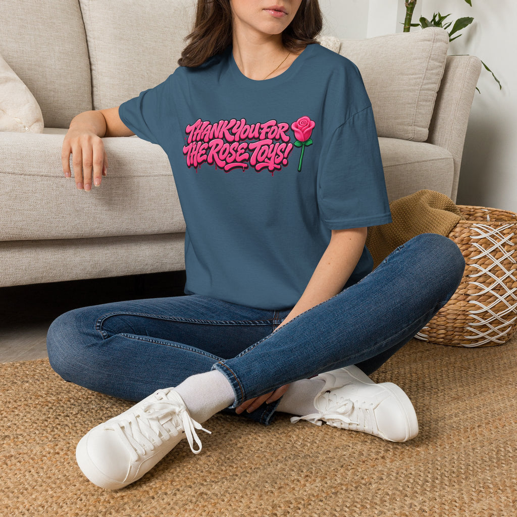 T-Shirt — "Thank You for the Rose Toys!" Pink Graffiti Floral Tee