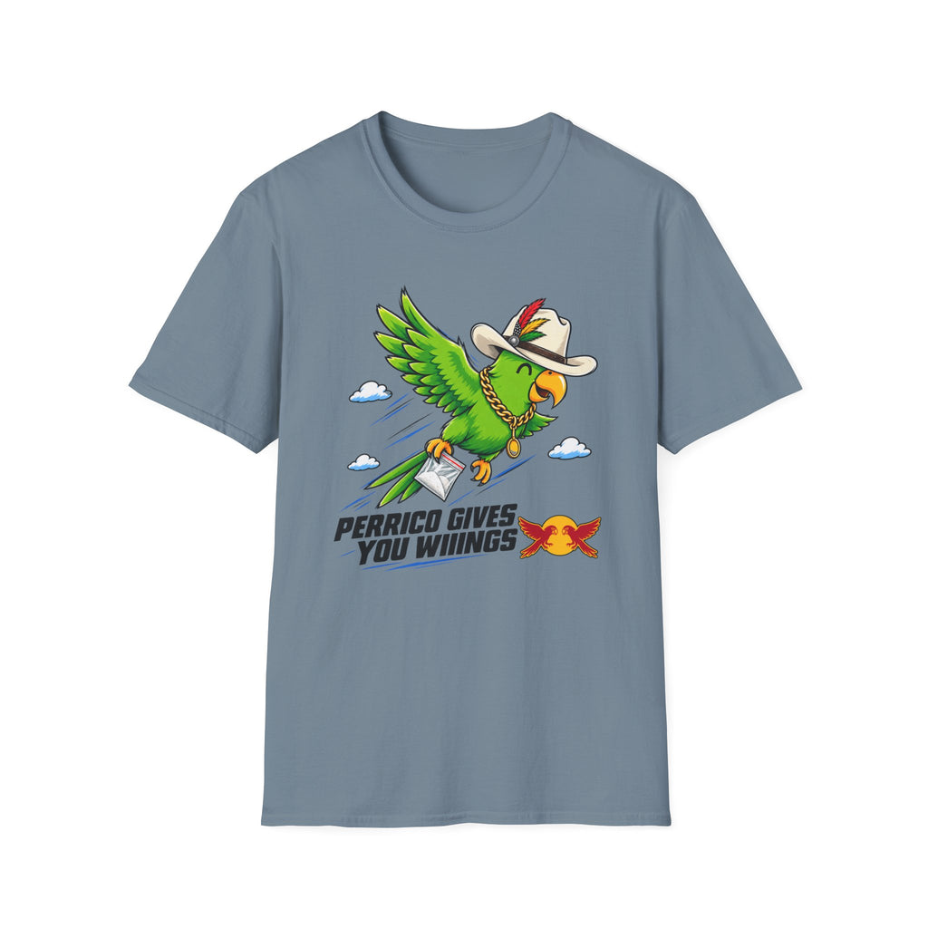 Parrot T-Shirt — 'Perrico Gives You Wiings' Funny Tropical Bird Tee