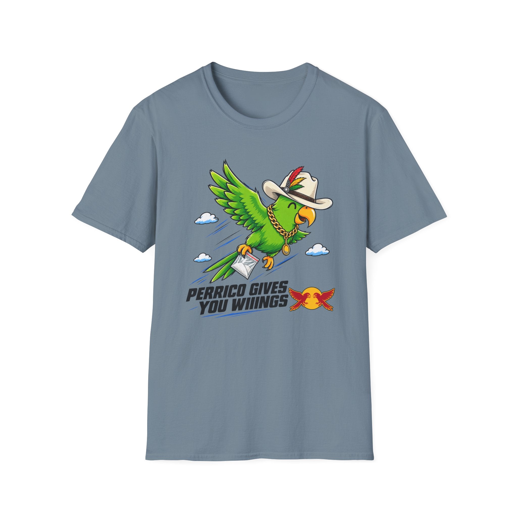 Parrot T-Shirt — 'Perrico Gives You Wiings' Funny Tropical Bird Tee