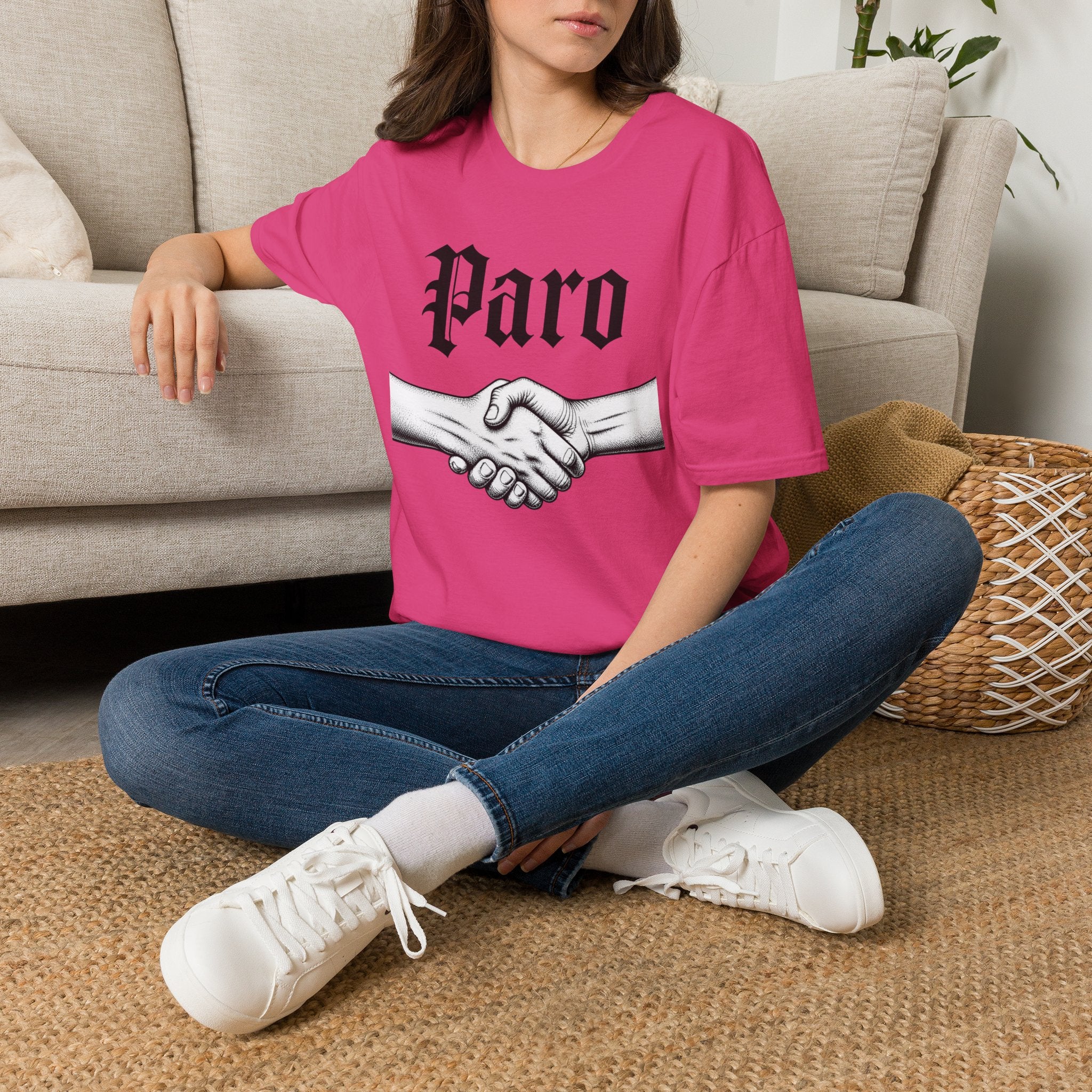 Paro Handshake T-Shirt — Vintage Gothic Script Graphic Tee