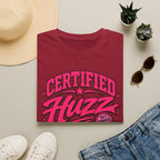 Certified Huzz T-Shirt — Pink Retro Badge Graphic Tee