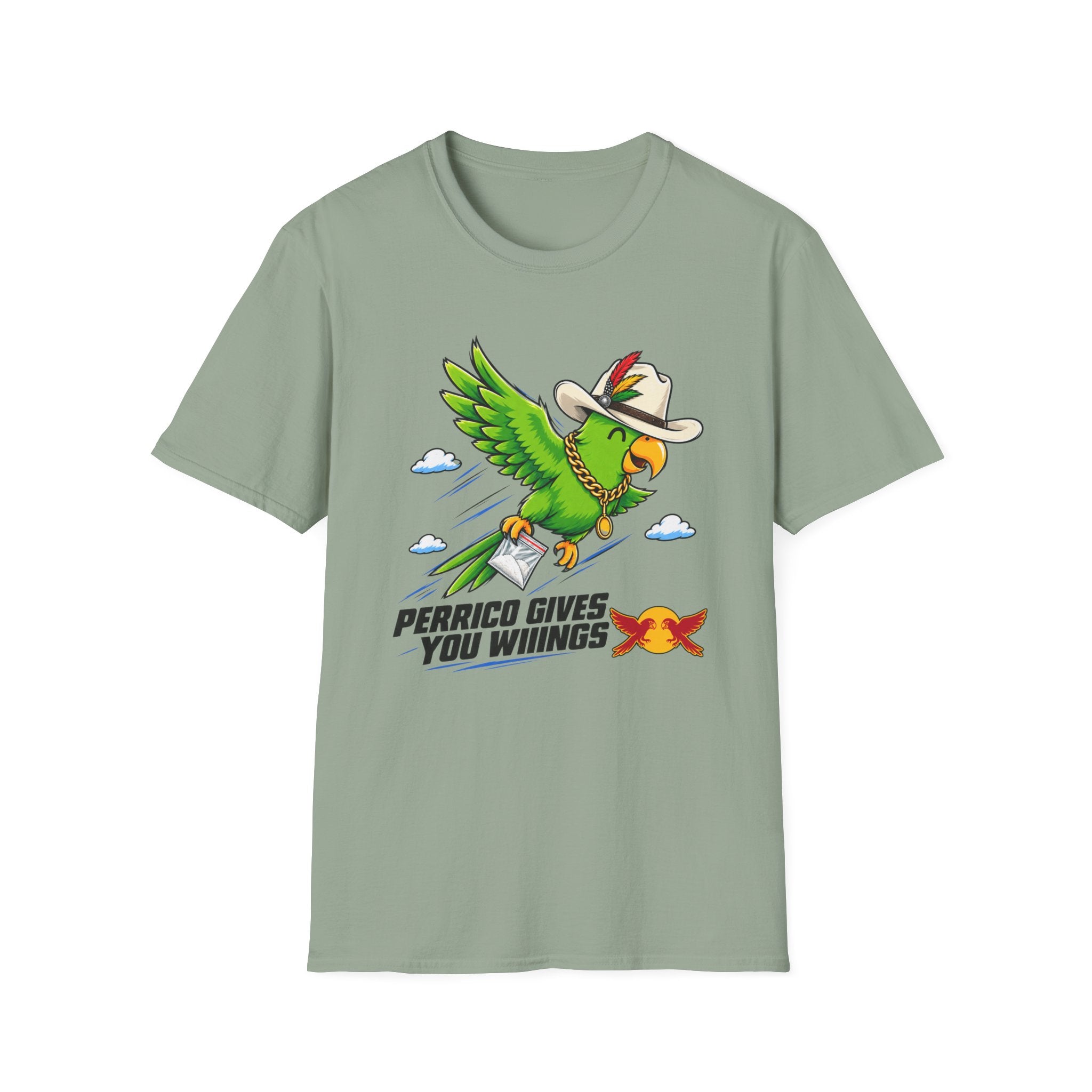 Parrot T-Shirt — 'Perrico Gives You Wiings' Funny Tropical Bird Tee