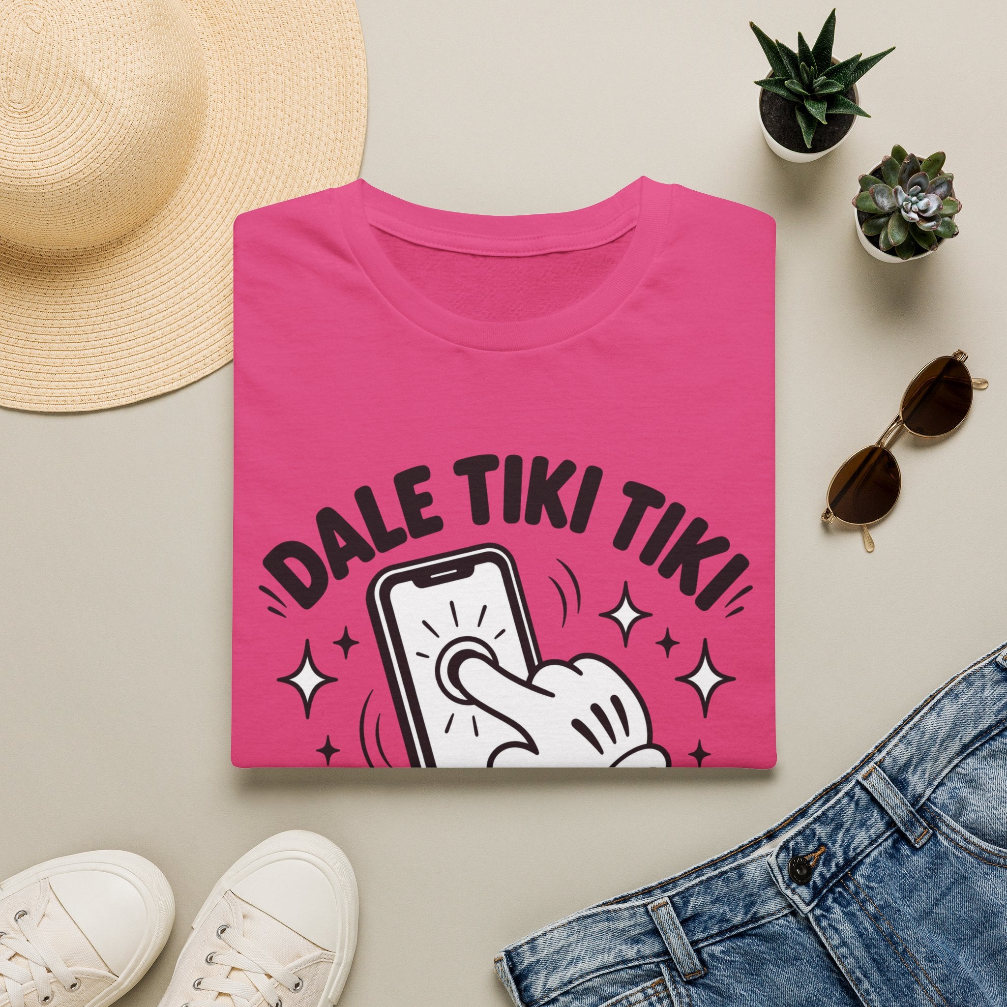T-Shirt — 'Dale Tiki Tiki! A La Pantalla' Funny Spanish Phone-Press Graphic Tee