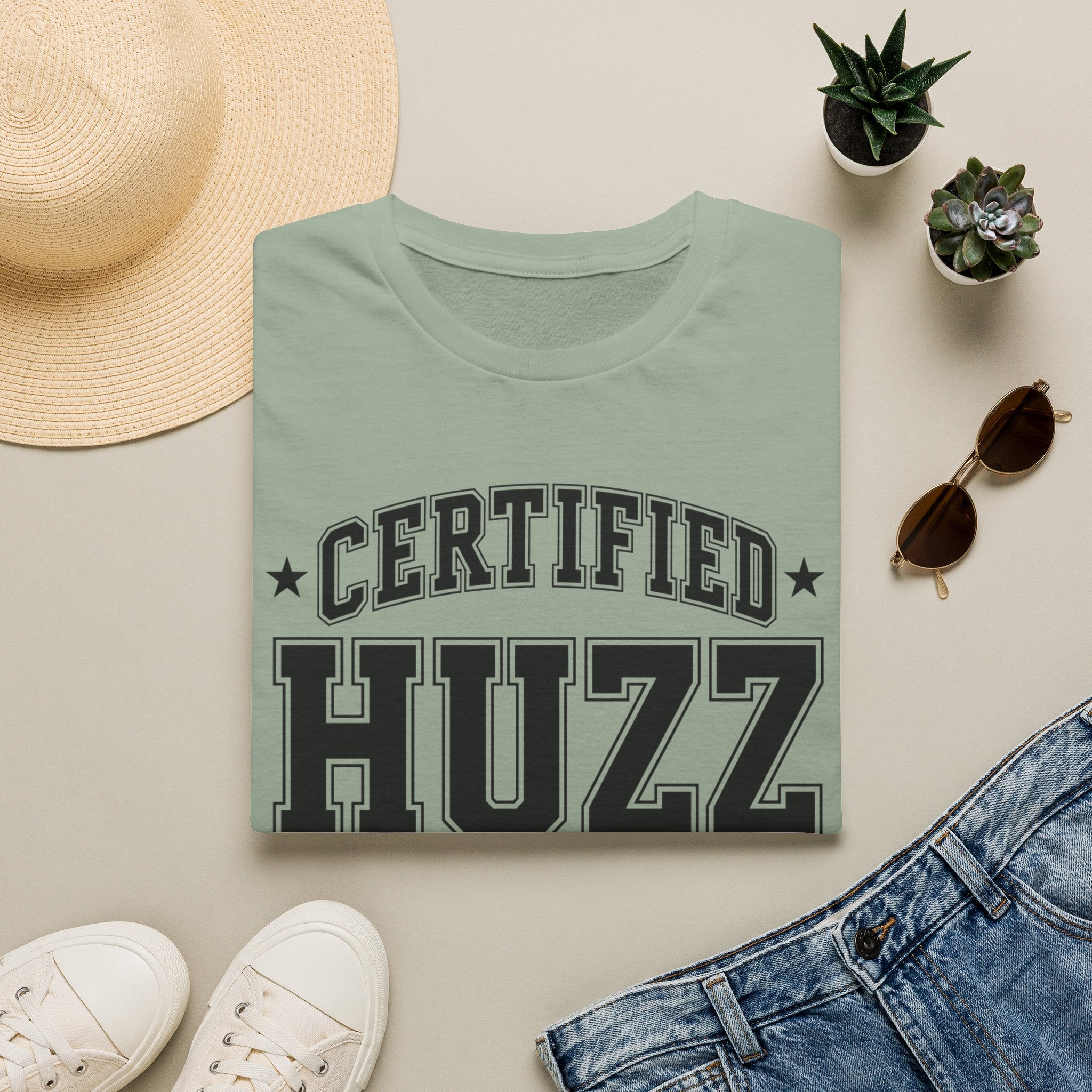 Certified Huzz T‑Shirt — Collegiate Vintage Lettering Tee