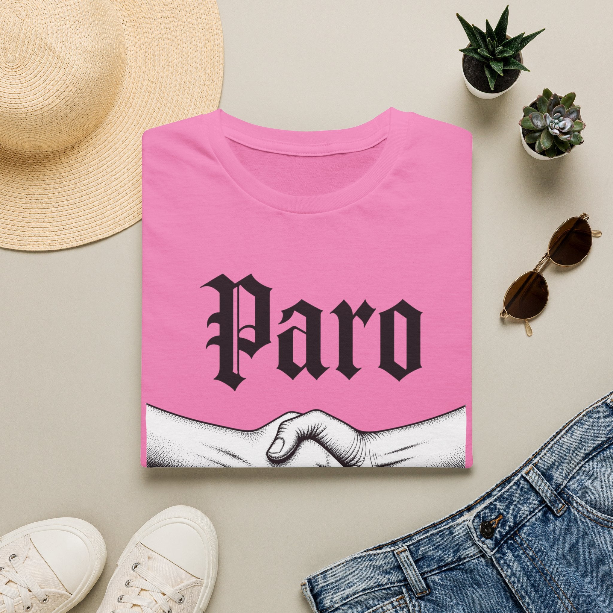 Paro Handshake T-Shirt — Vintage Gothic Script Graphic Tee