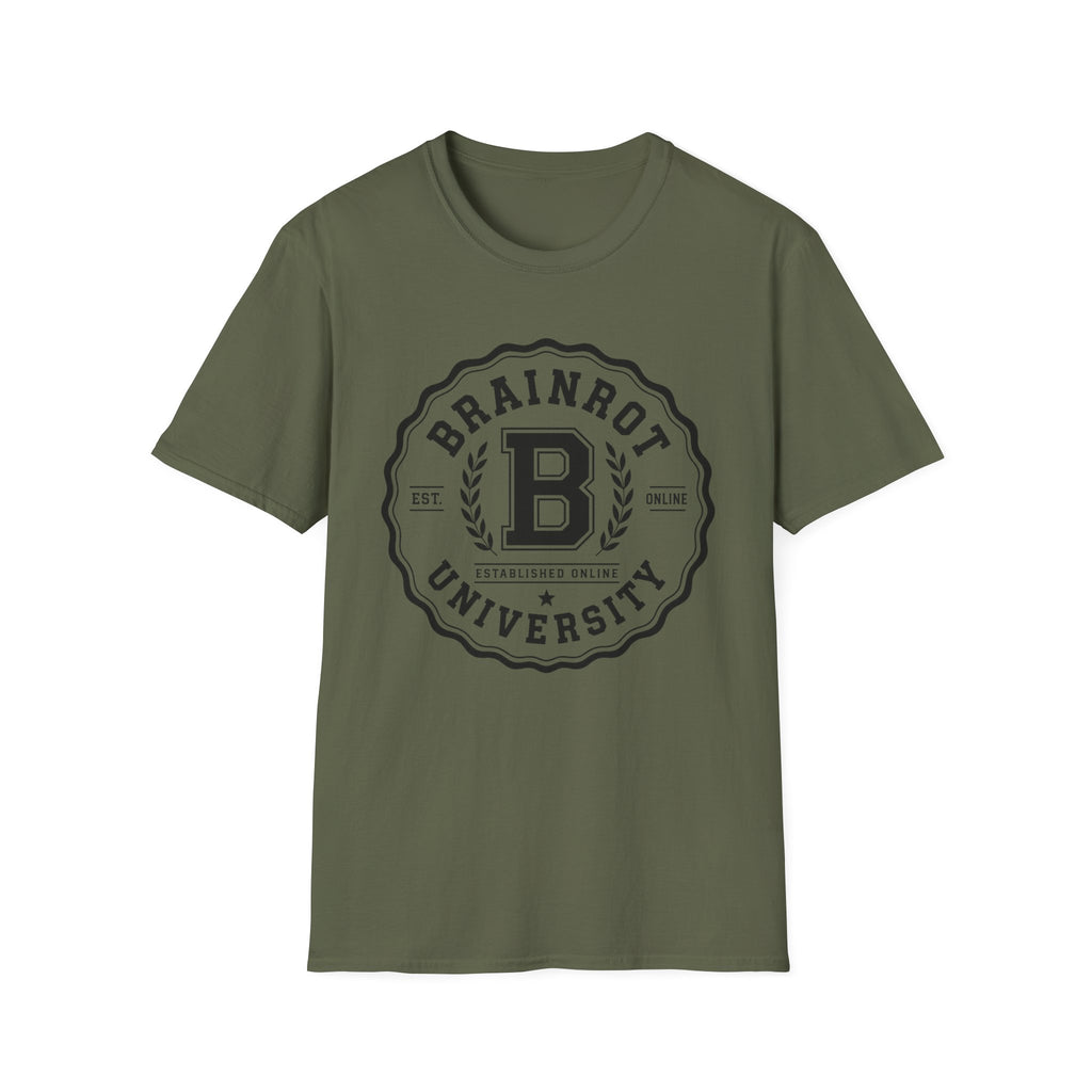 Brainrot University Logo T-Shirt — Vintage Collegiate Graphic Tee
