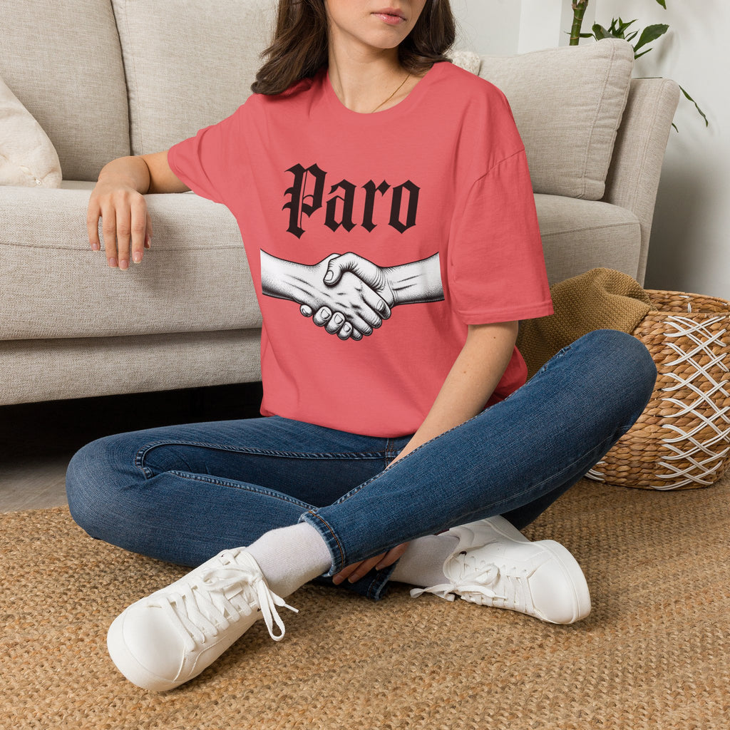 Paro Handshake T-Shirt — Vintage Gothic Script Graphic Tee