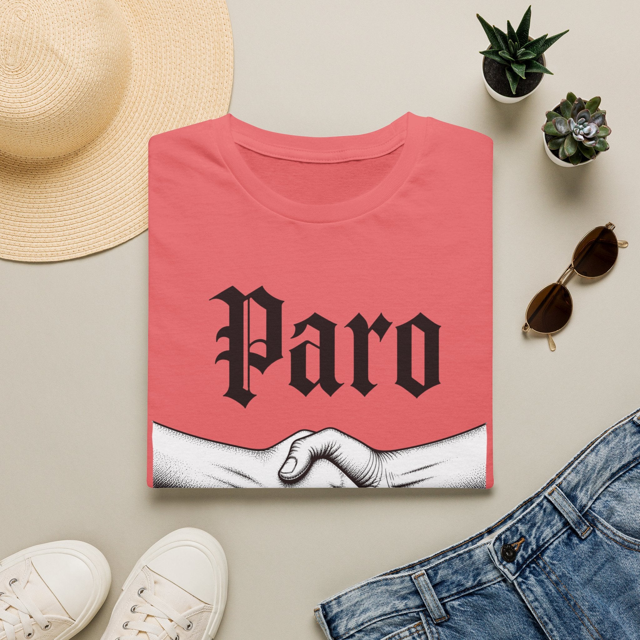 Paro Handshake T-Shirt — Vintage Gothic Script Graphic Tee