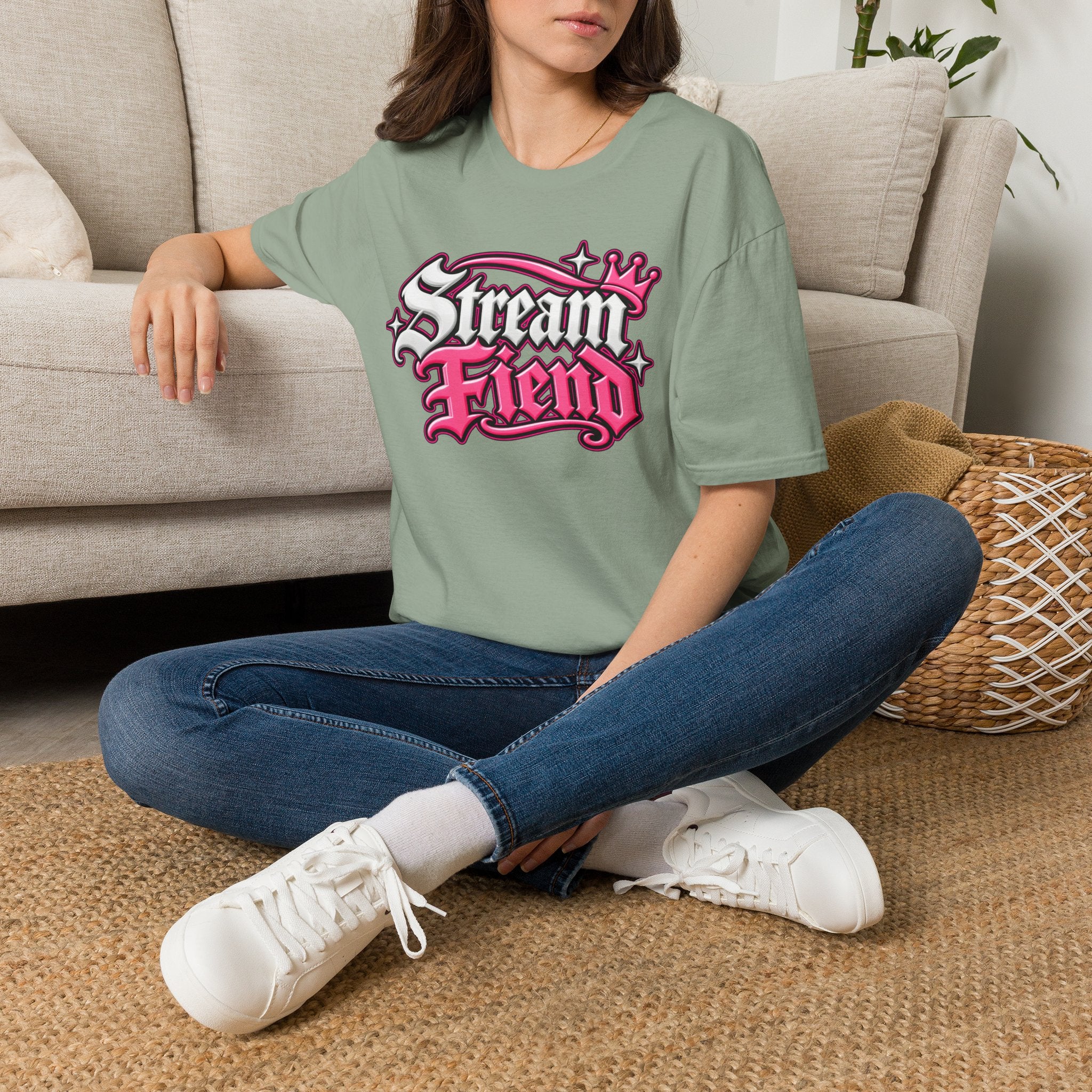 Stream Fiend Graphic Tee — Pink Retro Gamer Streaming Shirt