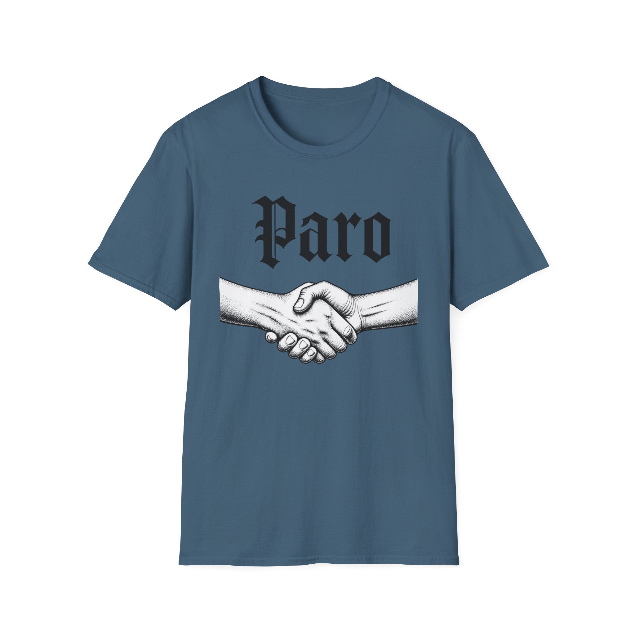 Paro Handshake T-Shirt — Vintage Gothic Script Graphic Tee