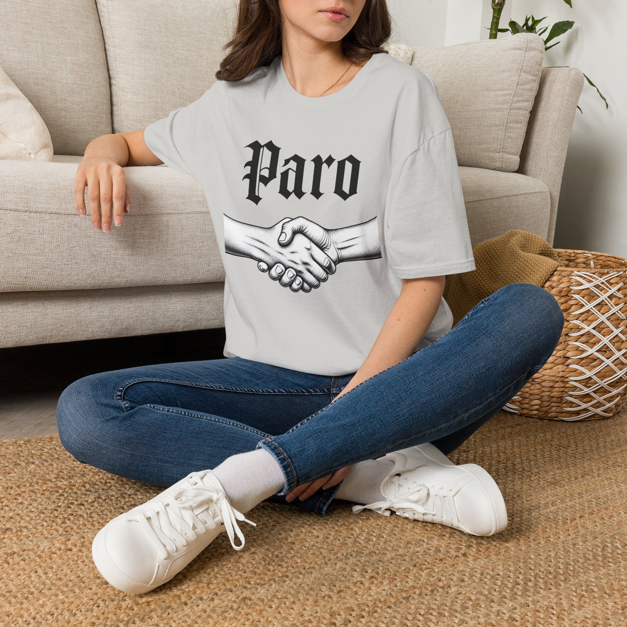 Paro Handshake T-Shirt — Vintage Gothic Script Graphic Tee
