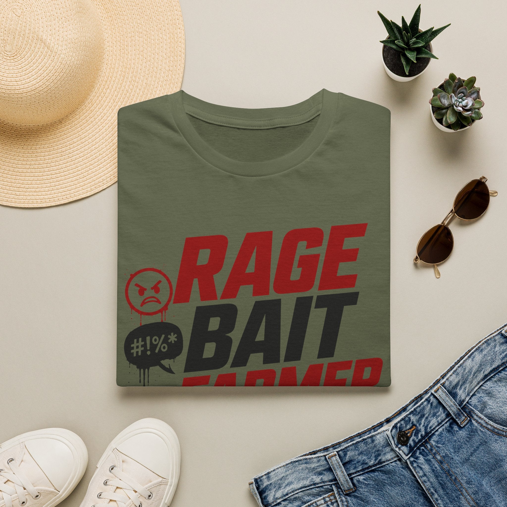 Rage Bait Farmer T-Shirt — Funny Meme Political Humor Tee