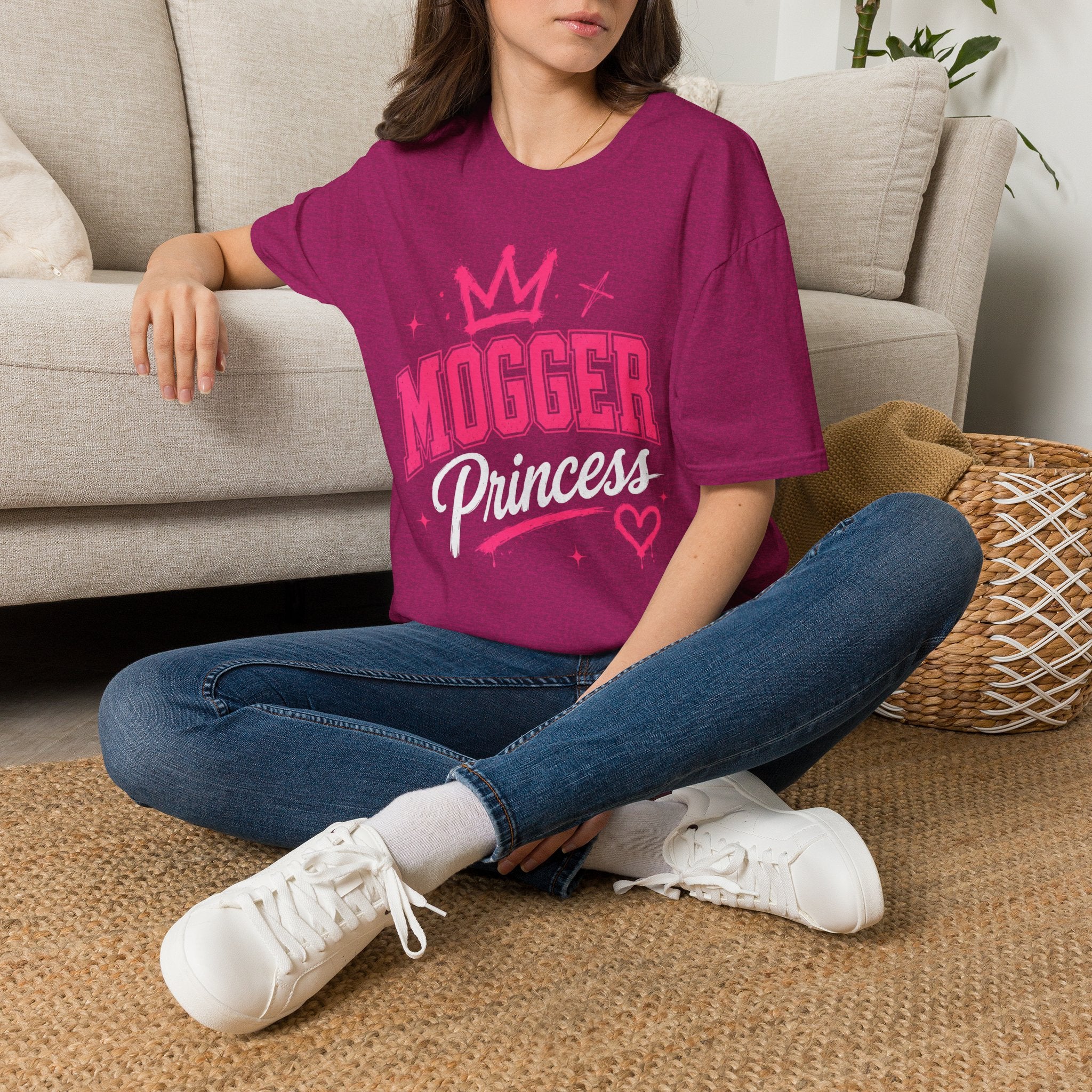 Mogger Princess T‑Shirt — Pink Crown Graphic Tee