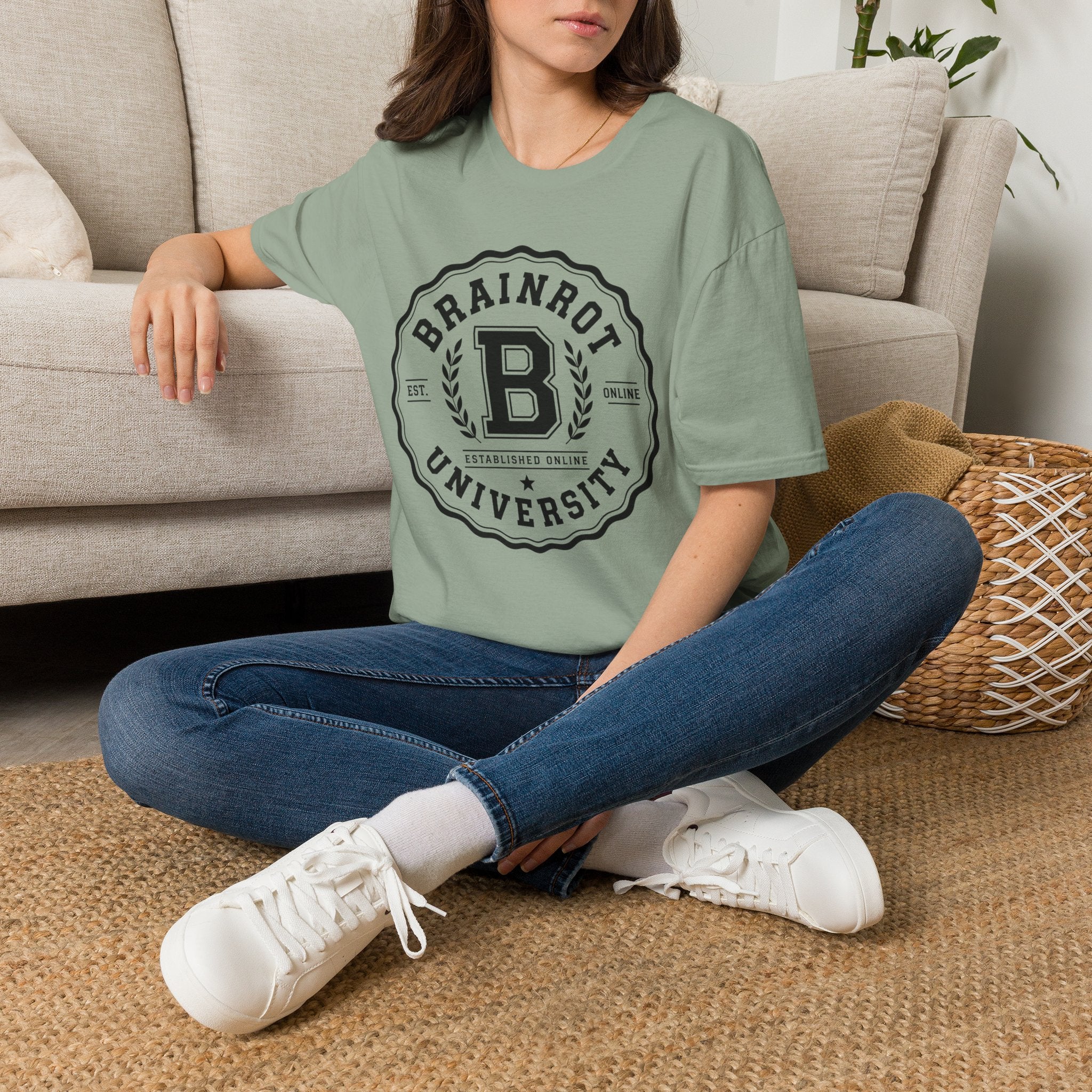 Brainrot University Logo T-Shirt — Vintage Collegiate Graphic Tee
