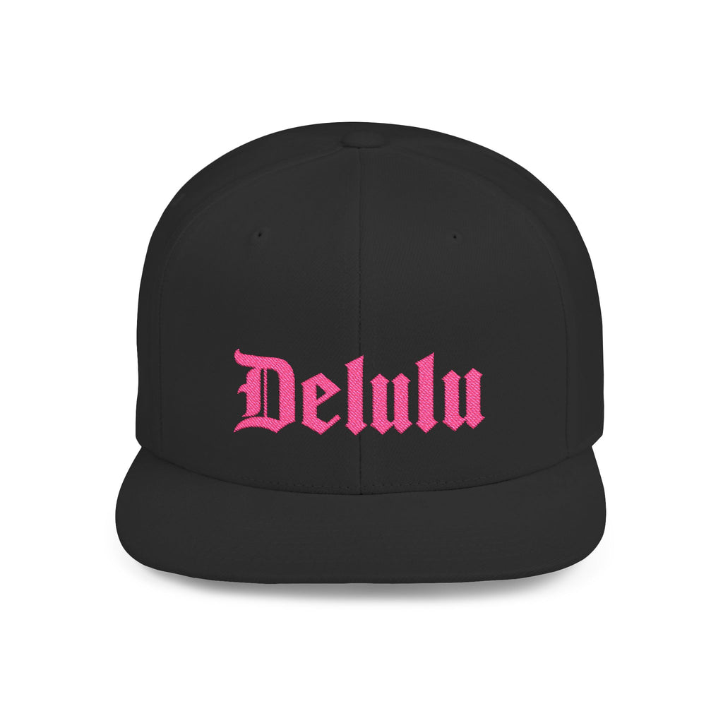 Delulu Pink Embroidered Snapback Hat
