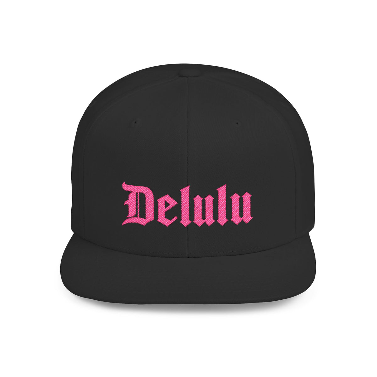 Delulu Pink Embroidered Snapback Hat