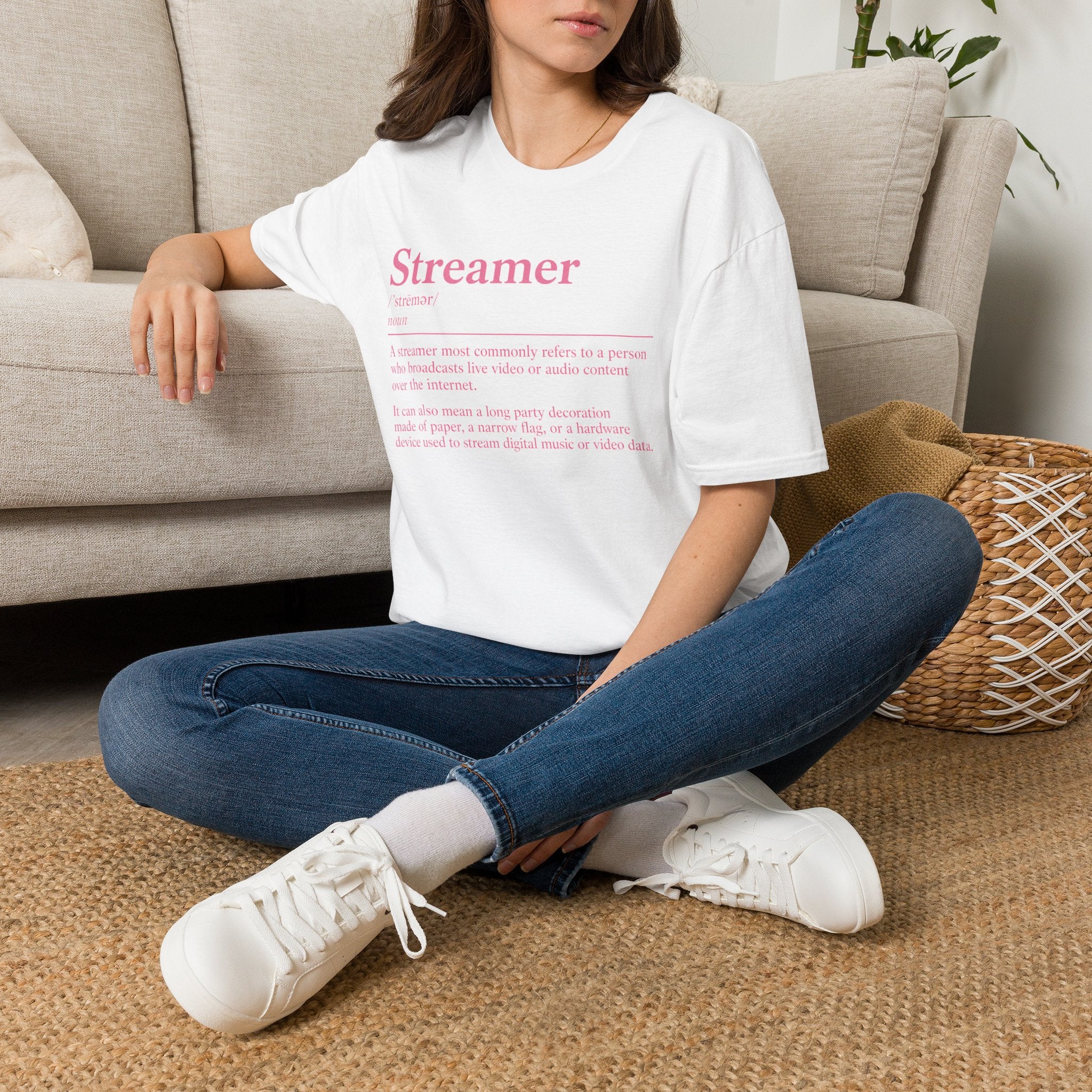 Streamer Definition T-Shirt — Feminine Pink 'Streamer' Dictionary Tee for Content Creators