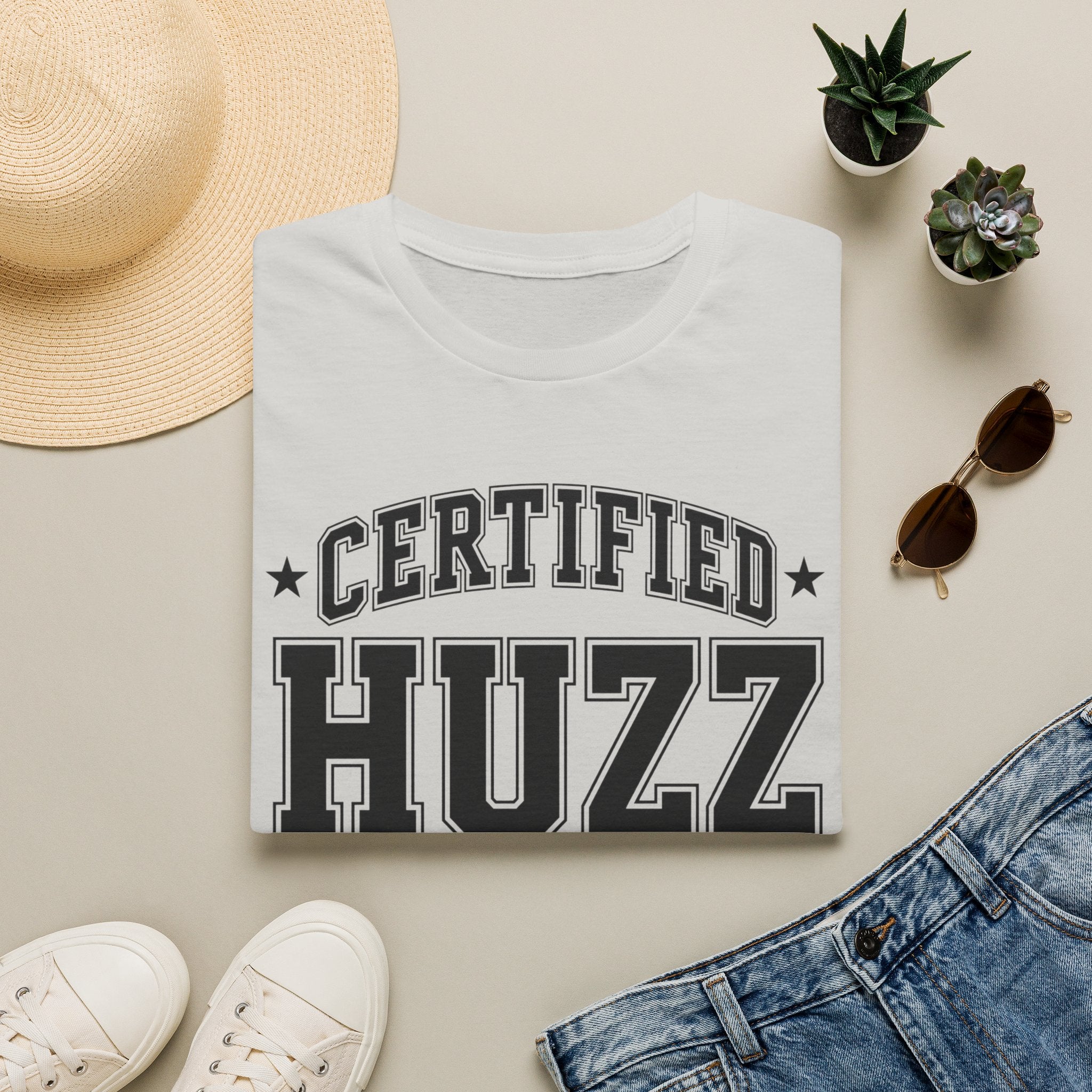 Certified Huzz T‑Shirt — Collegiate Vintage Lettering Tee