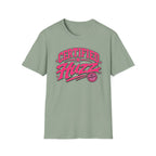 Certified Huzz T-Shirt — Pink Retro Badge Graphic Tee