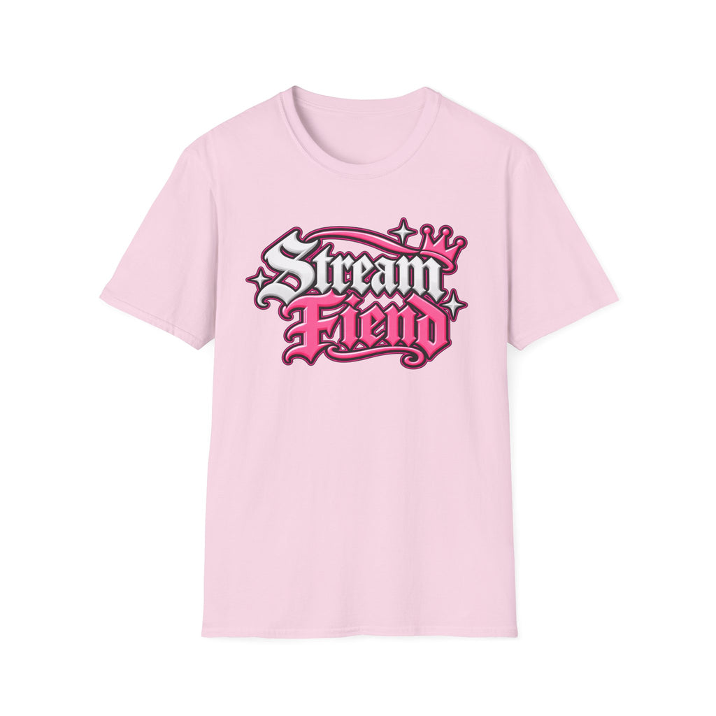 Stream Fiend Graphic Tee — Pink Retro Gamer Streaming Shirt