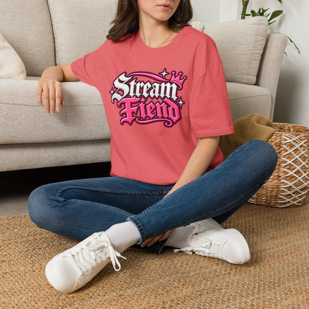Stream Fiend Graphic Tee — Pink Retro Gamer Streaming Shirt