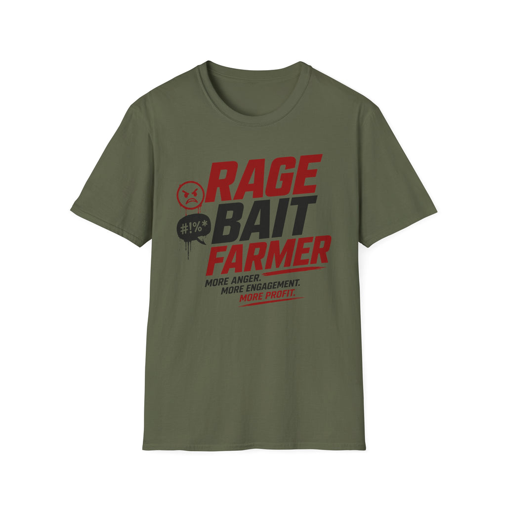 Rage Bait Farmer T-Shirt — Funny Meme Political Humor Tee