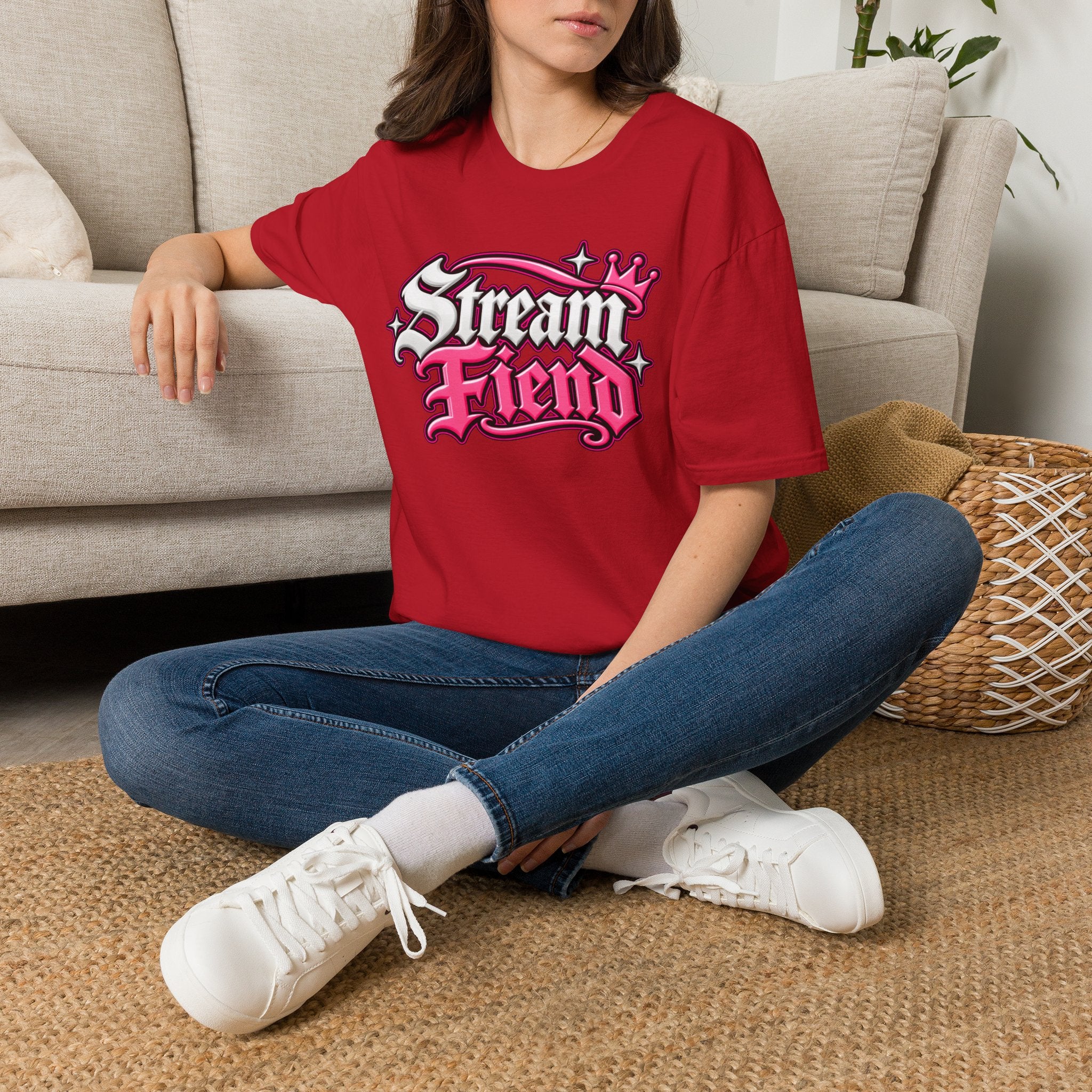 Stream Fiend Graphic Tee — Pink Retro Gamer Streaming Shirt