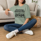 T-Shirt — "Dismissing Shmurder Because of Hormones Is Like Dismissing Grape" Feminist Humor Tee