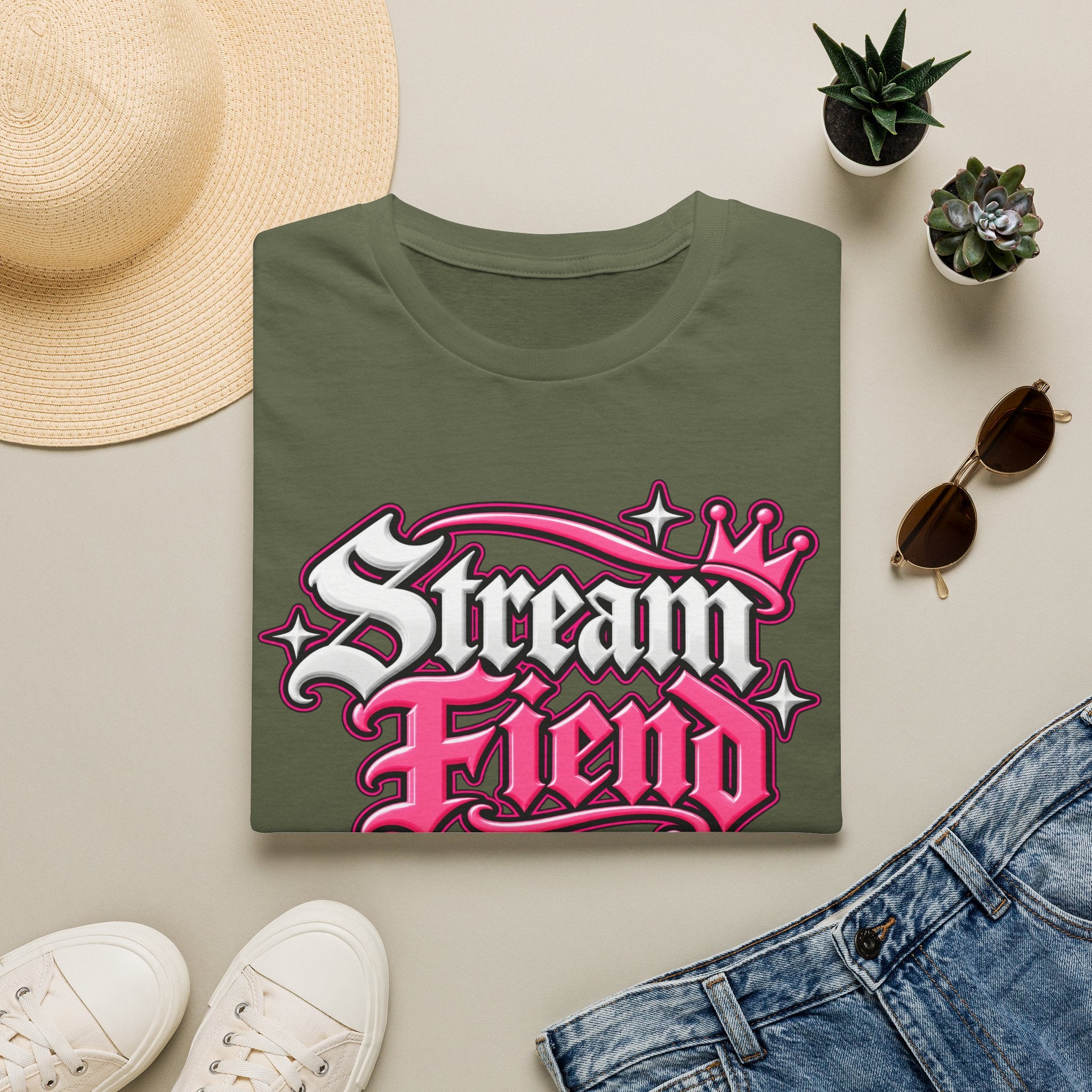 Stream Fiend Graphic Tee — Pink Retro Gamer Streaming Shirt