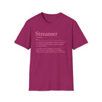 Streamer Definition T-Shirt — Feminine Pink 'Streamer' Dictionary Tee for Content Creators