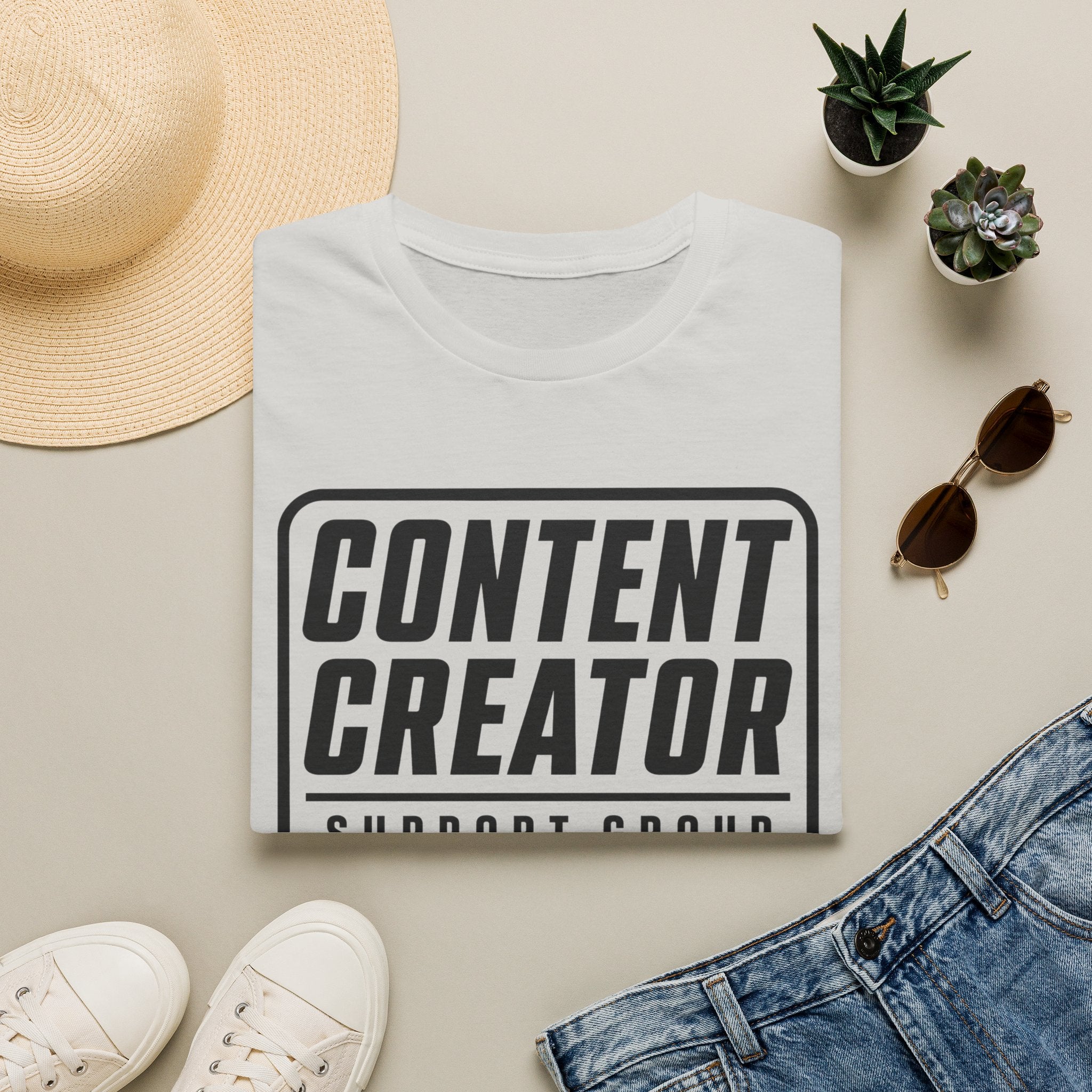 Content Creator Support Group T-Shirt — Bold Typography Tee for Creators
