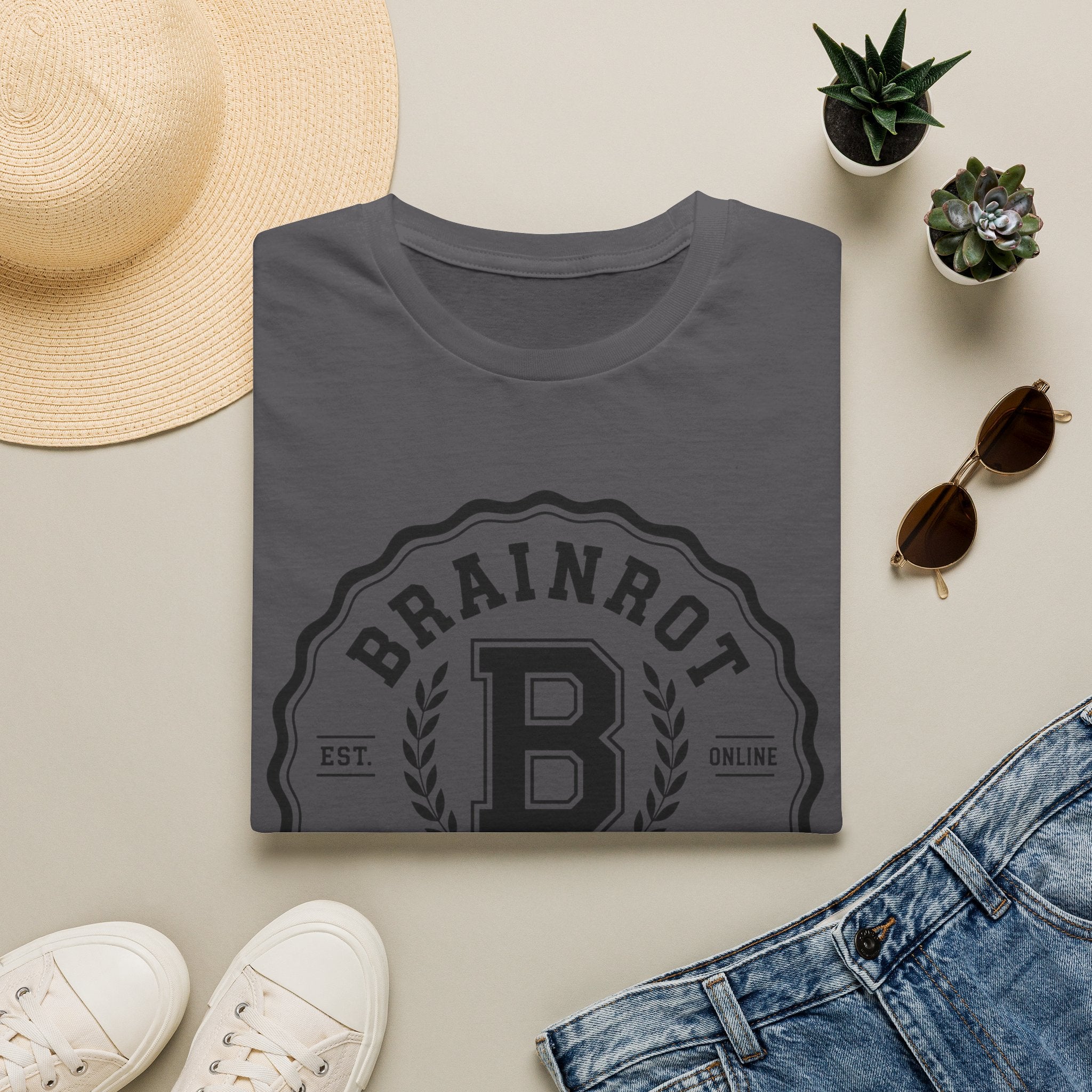 Brainrot University Logo T-Shirt — Vintage Collegiate Graphic Tee