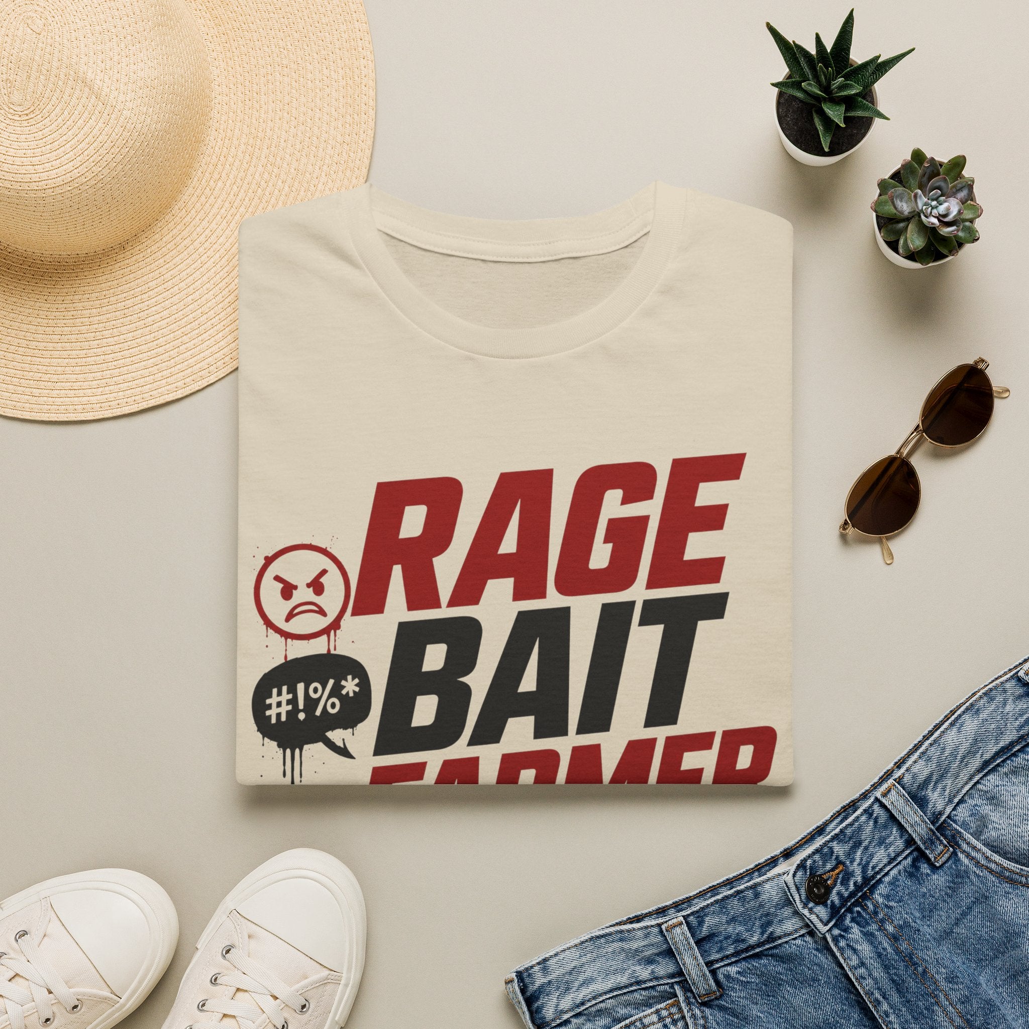 Rage Bait Farmer T-Shirt — Funny Meme Political Humor Tee