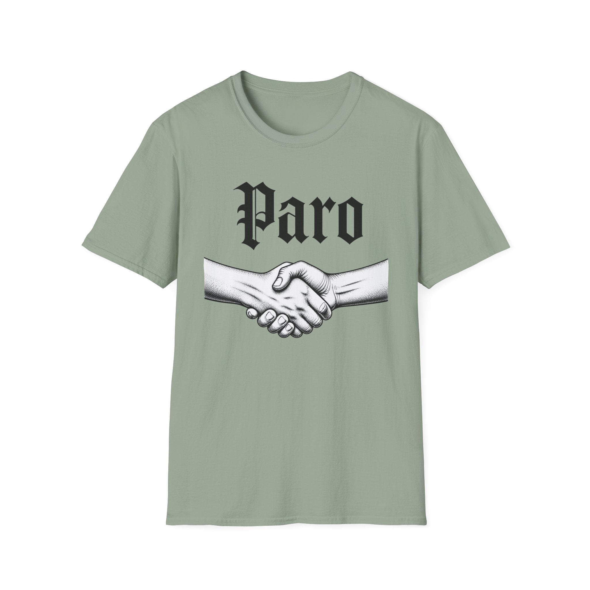 Paro Handshake T-Shirt — Vintage Gothic Script Graphic Tee