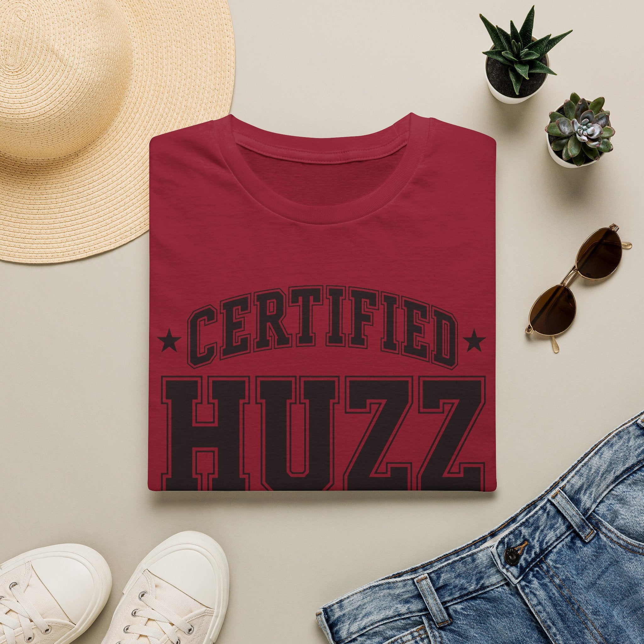 Certified Huzz T‑Shirt — Collegiate Vintage Lettering Tee