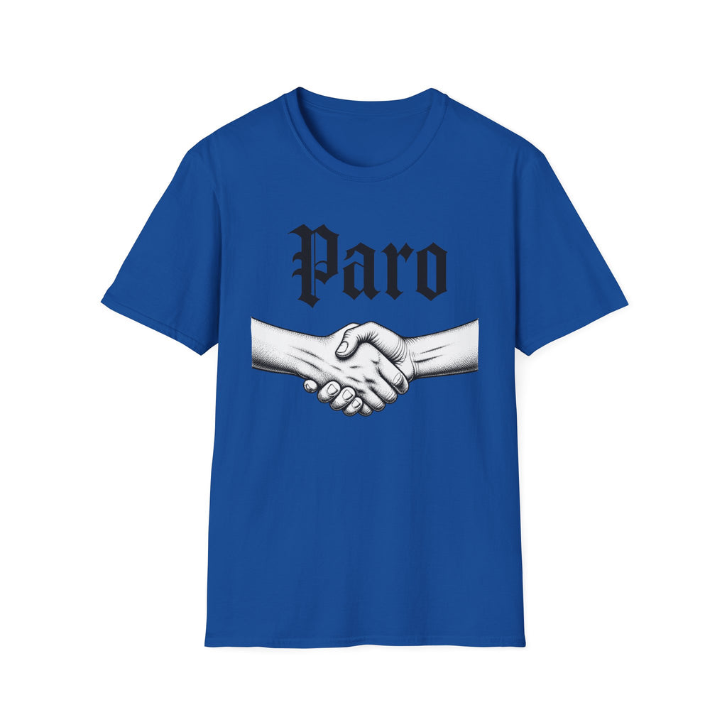 Paro Handshake T-Shirt — Vintage Gothic Script Graphic Tee