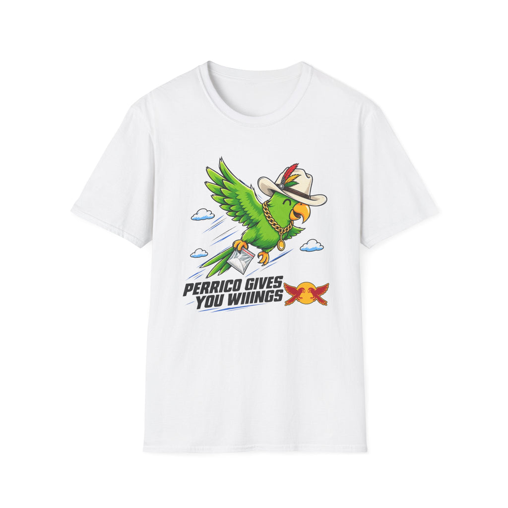 Parrot T-Shirt — 'Perrico Gives You Wiings' Funny Tropical Bird Tee