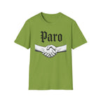 Paro Handshake T-Shirt — Vintage Gothic Script Graphic Tee