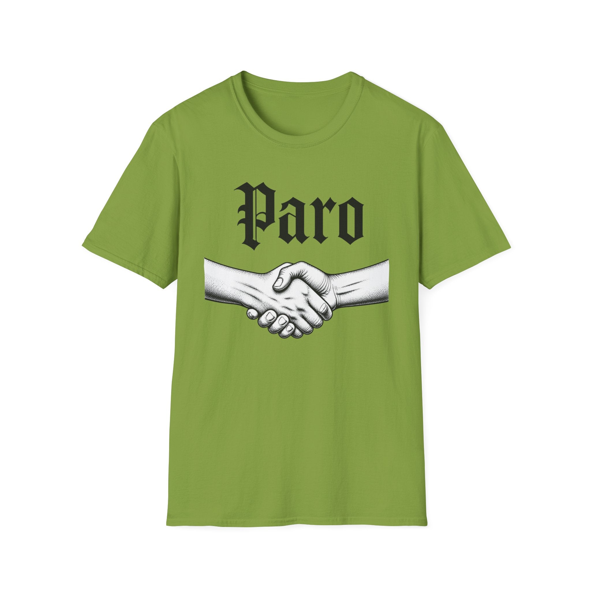 Paro Handshake T-Shirt — Vintage Gothic Script Graphic Tee