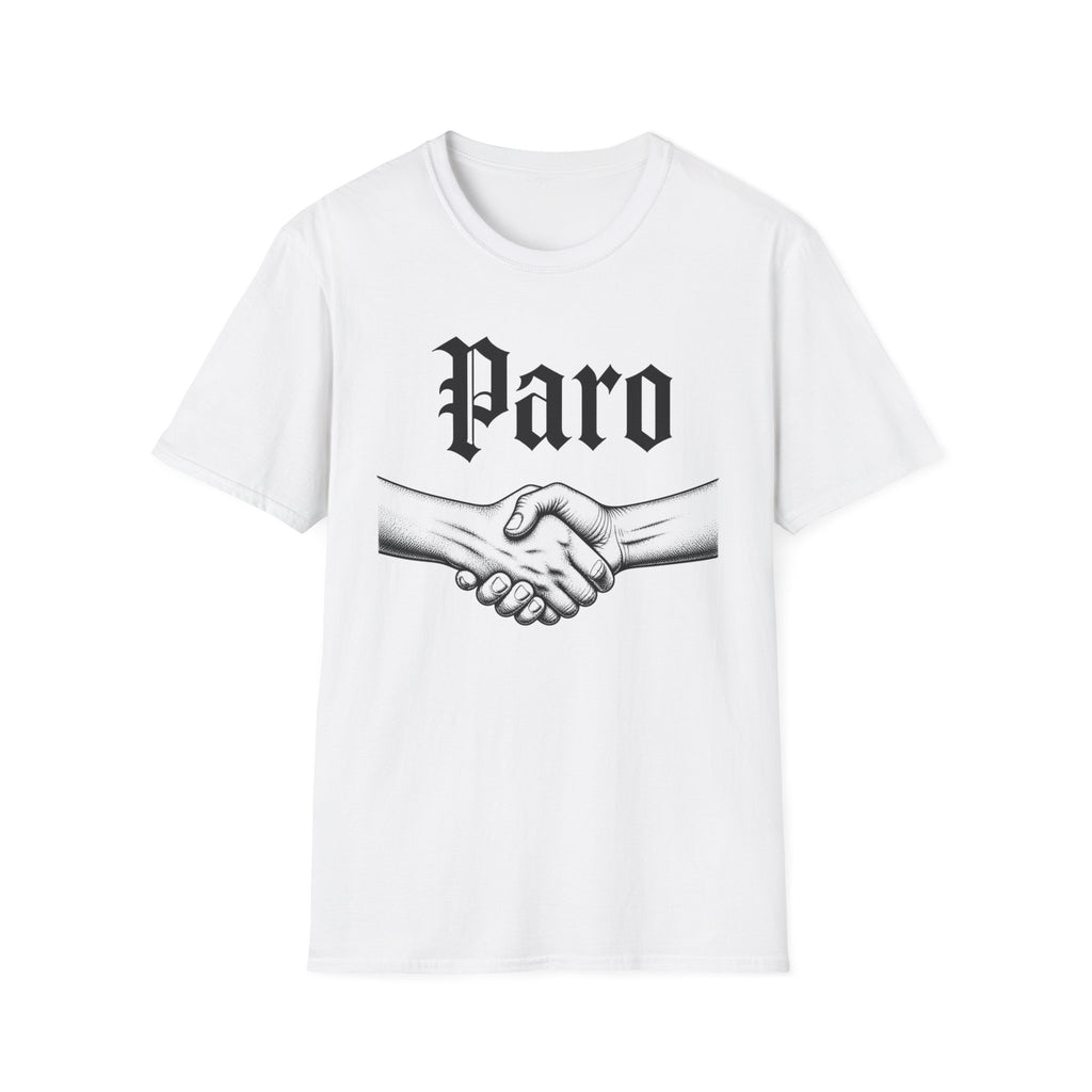 Paro Handshake T-Shirt — Vintage Gothic Script Graphic Tee