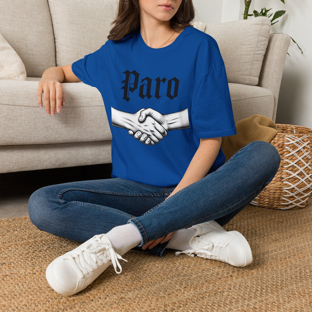 Paro Handshake T-Shirt — Vintage Gothic Script Graphic Tee