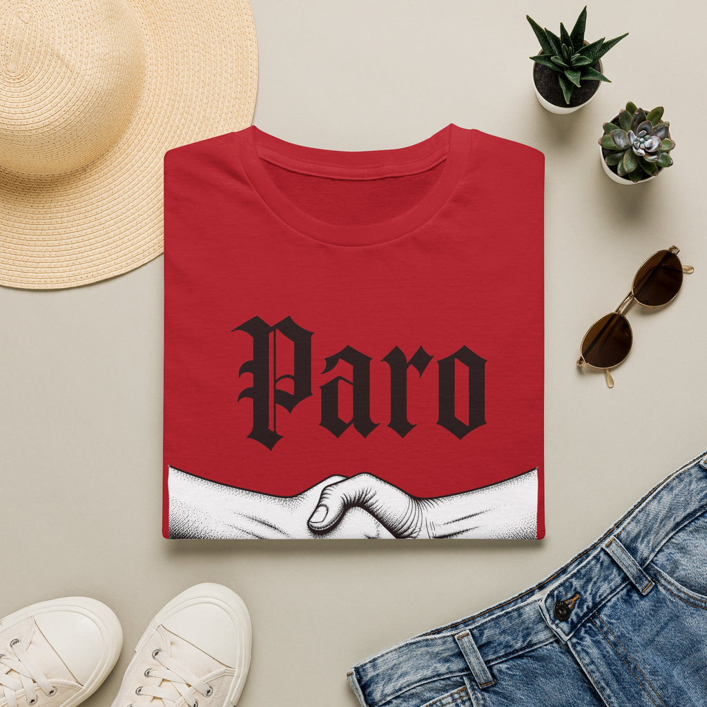 Paro Handshake T-Shirt — Vintage Gothic Script Graphic Tee