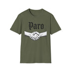 Paro Handshake T-Shirt — Vintage Gothic Script Graphic Tee