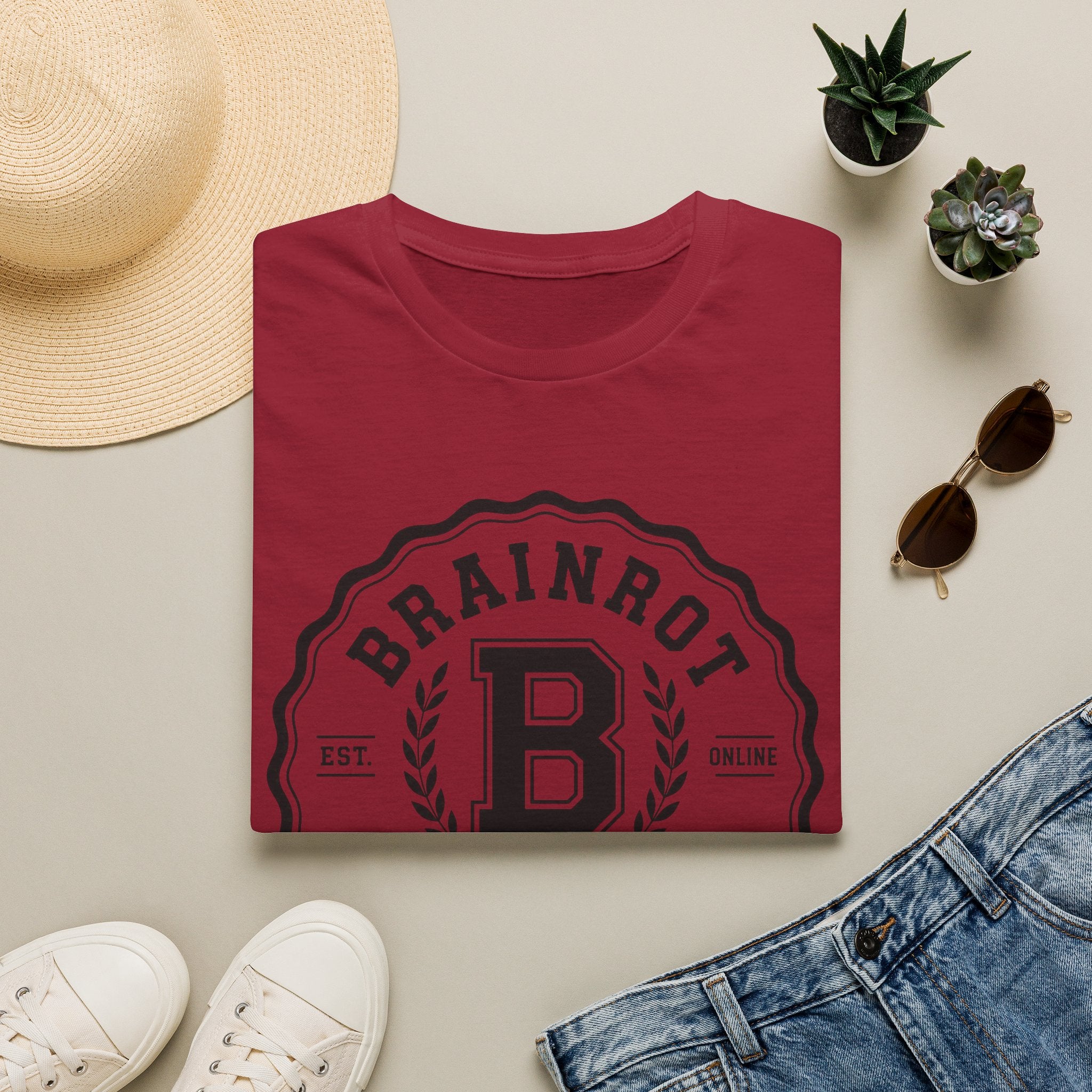 Brainrot University Logo T-Shirt — Vintage Collegiate Graphic Tee