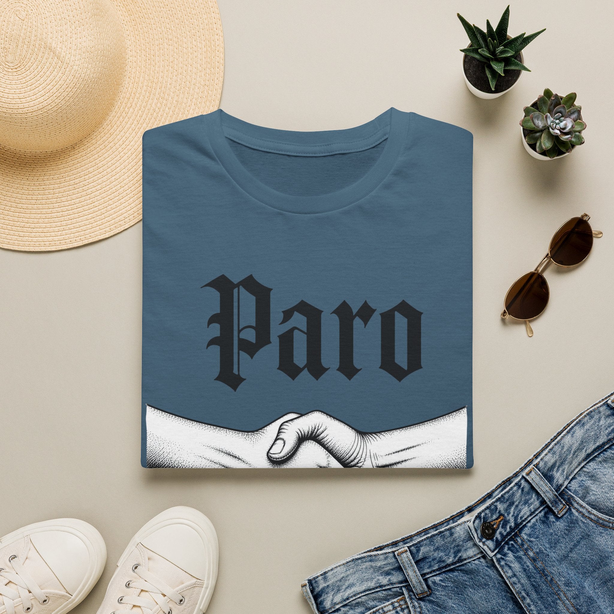 Paro Handshake T-Shirt — Vintage Gothic Script Graphic Tee
