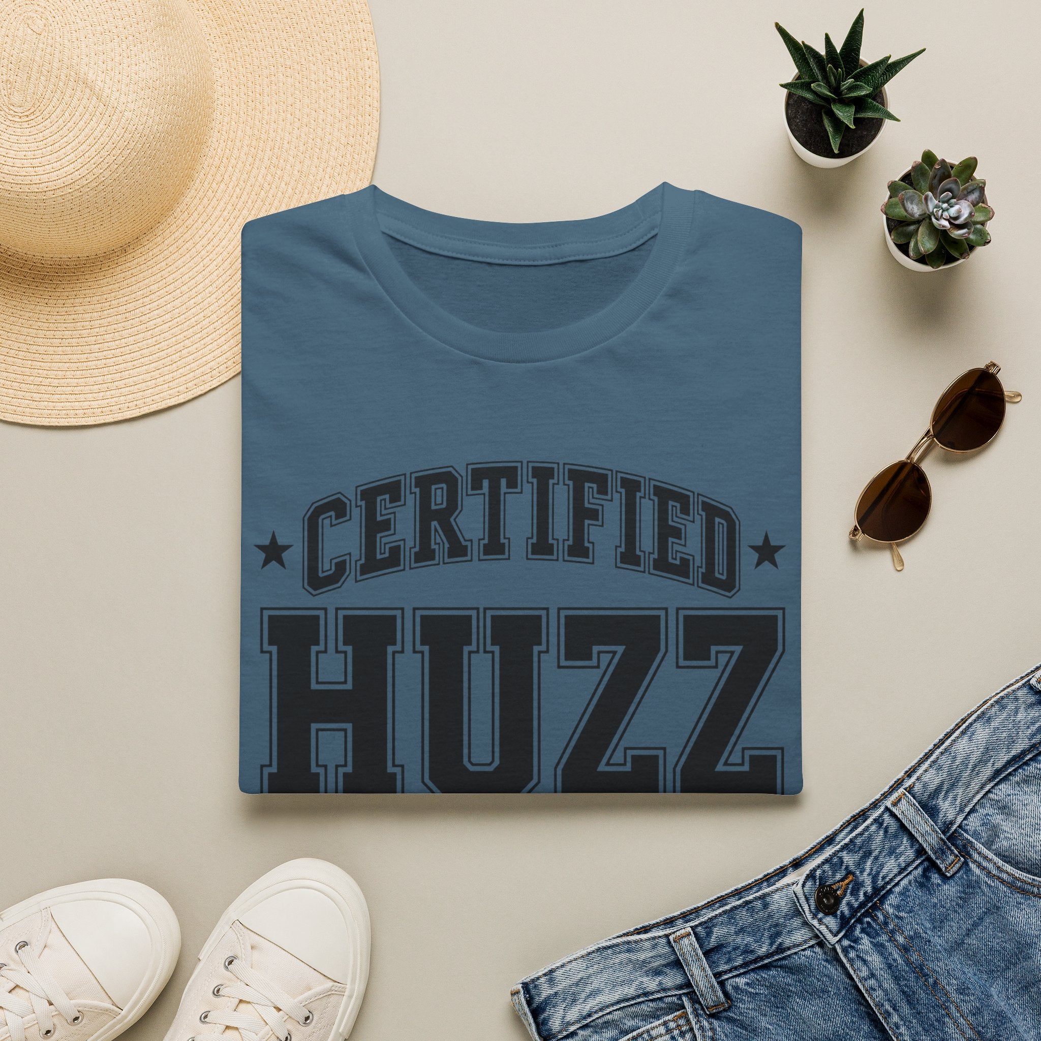 Certified Huzz T‑Shirt — Collegiate Vintage Lettering Tee